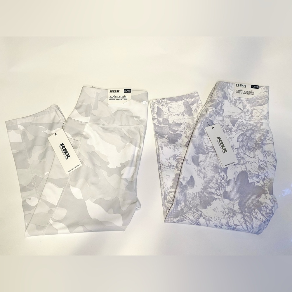 2 NWT-RBX high waisted capri camo/floral active leggings size/XL